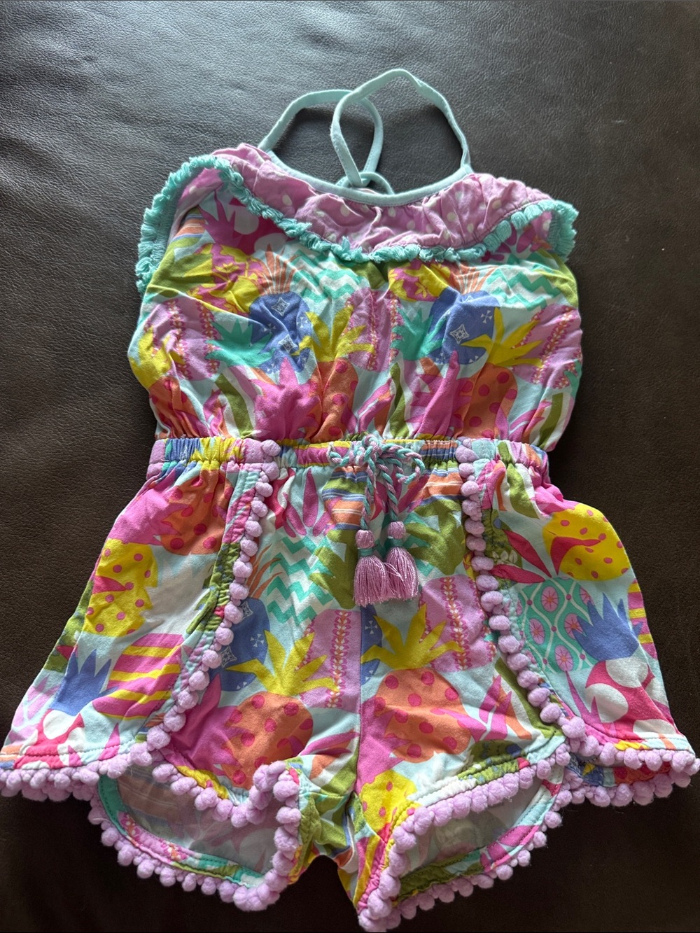 Matilda Jane Pink Tropical Pineapple Pom-Pom Romper
